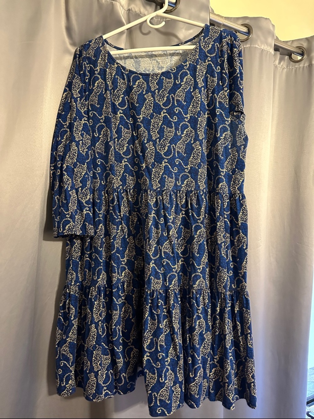 Lilly Pulitzer Blue Leopard Print Tiered Dress
